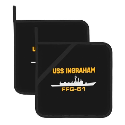 Veterans USS INGRAHAM FFG-61 2pcs Pot Holders Sets Insulated Pot Mat