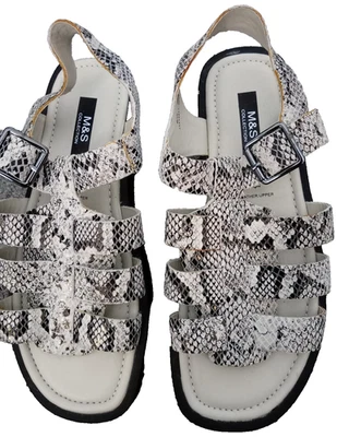 New M&S - Leather Snakeskin Fisherman/Gladiator Sandals Size 6.5 - Image 1 of 4