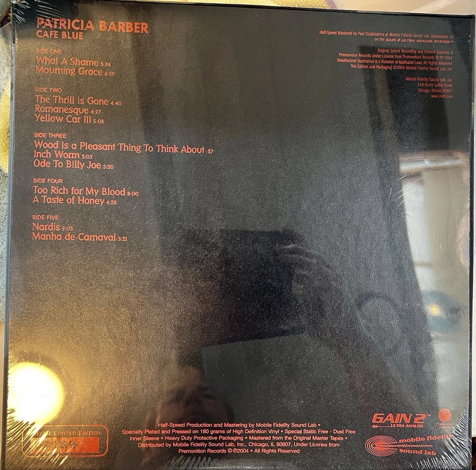 Patricia Barber/Cafe Blue 2004 MFSL LMTD #02284 BOX 2XVINYL 45RPM (SEALED/MINT) - Image 3 of 4