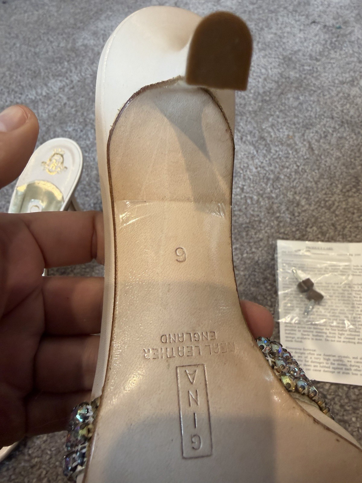 GINA Mules Embellished Crystal LEATHER SHOES 39/ 6 BNIB Never Worn Vintage image 6