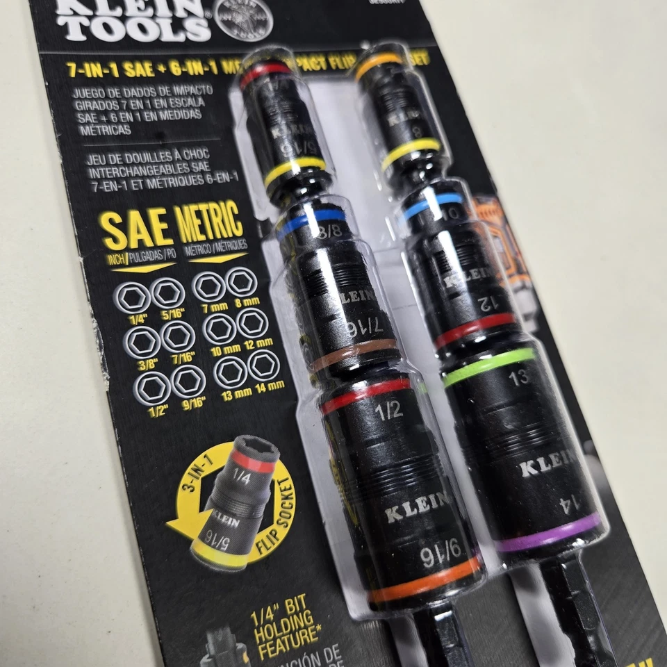 KLEIN TOOLS 32933KIT 7 In 1 SAE + 6 IN 1 METRIC IMPACT FLIP SOCKET SETS - Image 3 of 3