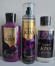 NEW Bath  Body Works Dark Kiss Fine Fragrance Mist, Body Lotion, Body Wash-3 Pc