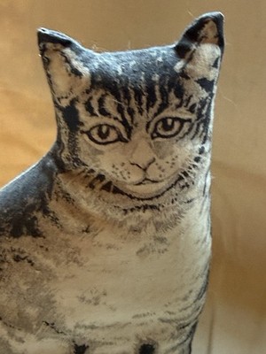 Vintage / Antique  Cloth Cotton Fabric Stuffed Cat Kitty Kitten Arnold