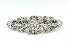 STUNNING Silver White Glass Crystal Rhinestone Bridal Formal Hair Clip Barrette