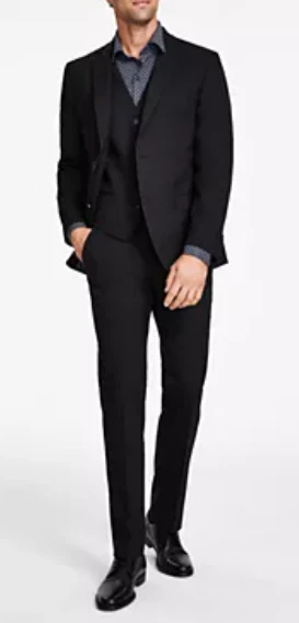 NWOT Alfani Men's 2PC Suit 46R 44x32 Cashmere/Wool Black Striped 6-Pocket Luxury - Image 2 of 4