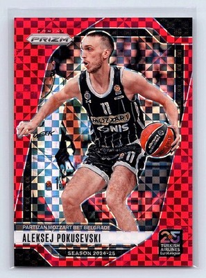 Aleksej Pokusevski 2024-25 Panini Prizm EuroLeague #80 Red Power Prizms #/75