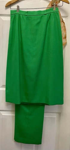 Daniel For Spellbound 4pc Pant Skirt Suit Scarf Vintage 80s Kelly Green Lined - Picture 6 of 22