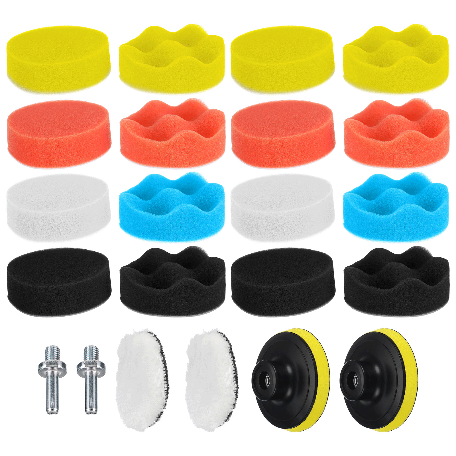 22 PCS 3 Inch Polishing Waxing Pad Sponge Buff Buffing Kit Set For Car Polisher