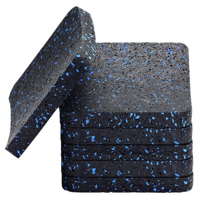 Treadmill Mat Pads, Exercise Equipment 3.94''x3.94''x0.5'' (6PCS), Black 