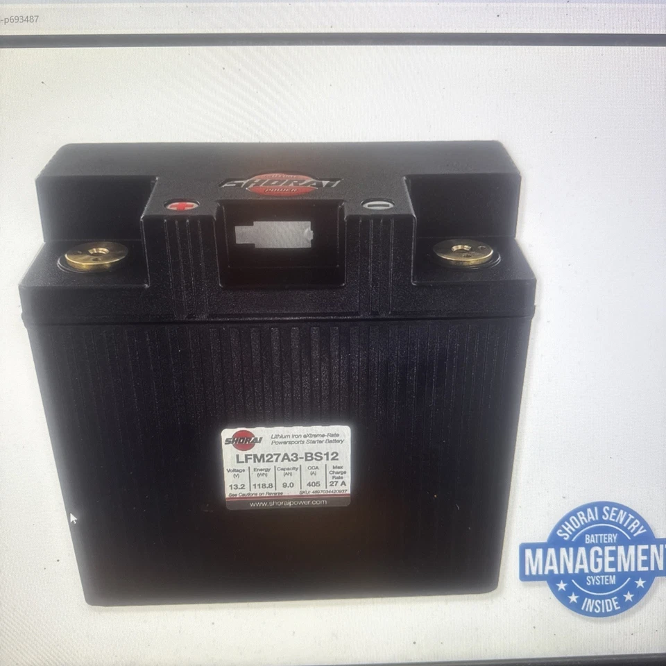 Shorai - LFX27A3-BS12 - Lithium Iron Extreme-Rate Battery - Image 2 of 2