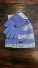 kids One Size Fits most Beanie and Gloves Grey and Purple