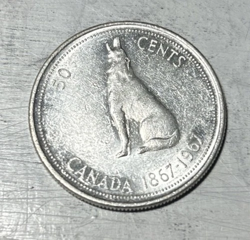 1967 Canada Silver 50 Cents - Commemorative - Wolf .300 ASW.