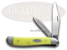 Case xx Knives Peanut Yellow Delrin Handle Carbon Steel Pocket Knife 00030