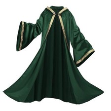 Velvet Wizard Hooded Robe for Adult, Medieval Cape Renaissance Cloak for Men