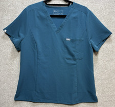 Women'a Figs Scrub Top Medical XXL Green Technical Collection V-Neck Pocket GUC