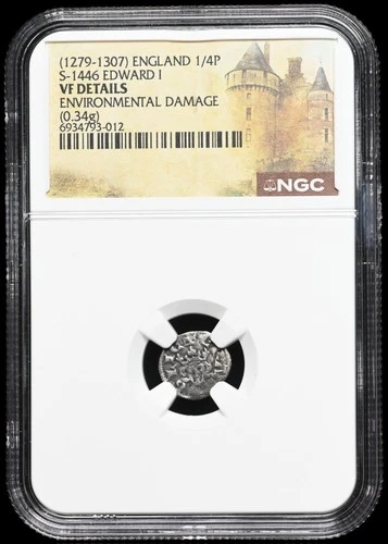 ENGLAND. Edward I Longshanks, 1272-1307. Silver Farthing S-1446, NGC VF Details