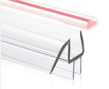 Shower Door Bottom Seal, 1 Set 39 Inch Long Clear PVC Strip M Shape for 5/1...