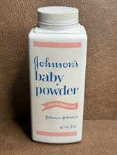 Vintage Johnson  s Baby Powder 9 oz Talc Bottle Used 25 Full Weight