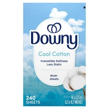 Downy Fabric Softener Dryer Sheets Cool Cotton Scent 240 Ct Static Control Fresh