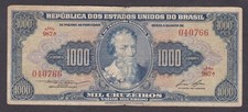 [F, No Tears or Holes] 1953 Brazil 1000 Cruzeiros P-156d 987-040766 [A09-3]