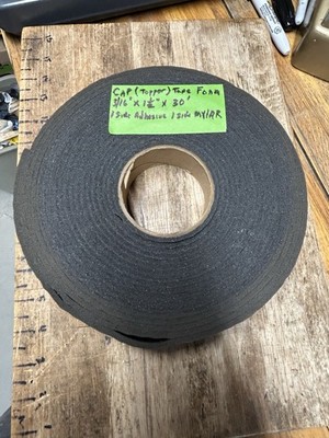 Truck Foam Cap (Topper) Tape Roll Black, Adhesive & Mylar Backing 3/16 X1.5 X30 