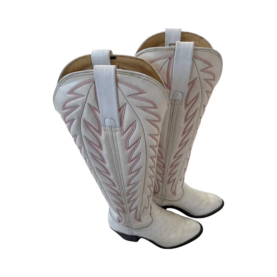 Винтажные ковбойские сапоги Durango — белая страусиная кожа с принтом — размер 5 М — США - Изображение 3 из 4