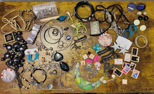 Mixed costume junk drawer jewelry lot vtg/now