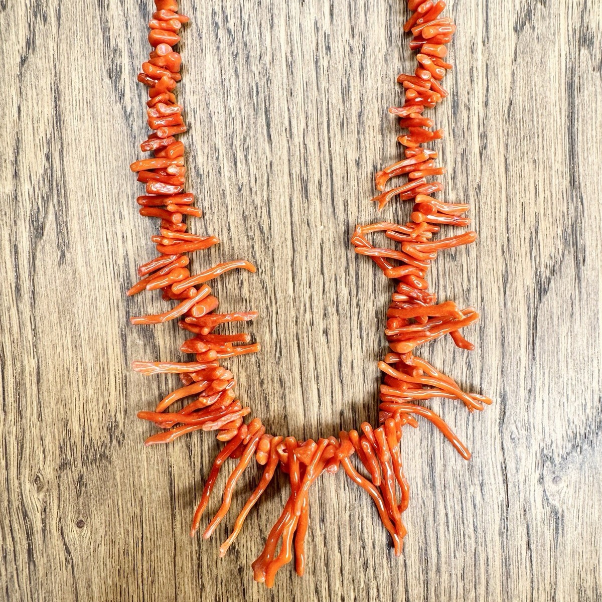 Vtg Italian Mediterranean Genuine Undyed Red Coral Branch Necklace 14K Clasp View 6