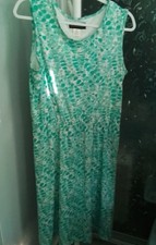 Salon Studio Womens Green Spotted Sleeveless Poly Knee Lgth Summer Dress Size L