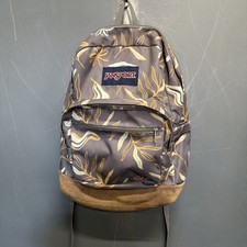 Jansport Right Pack Expressions Gray Backpack Student Palm Leaves Canvas Suede