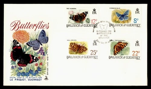 DR WHO 1981 GB BAILIWICK OF GUERNSEY FDC BUTTERFLY COMBO M72812