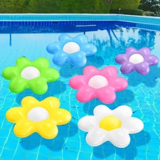 Leyndo 6 Pcs 24 Inch Pool Floats PVC Inflatable Flowers Yellow White Colorful