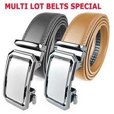New Genuine Leather Mens Ratchet Belt Belts For Men Adjustable Automatic Buckles