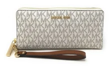 Michael Kors Jet Set Travel Large Travel Continental Wristlet Wallet Vanilla