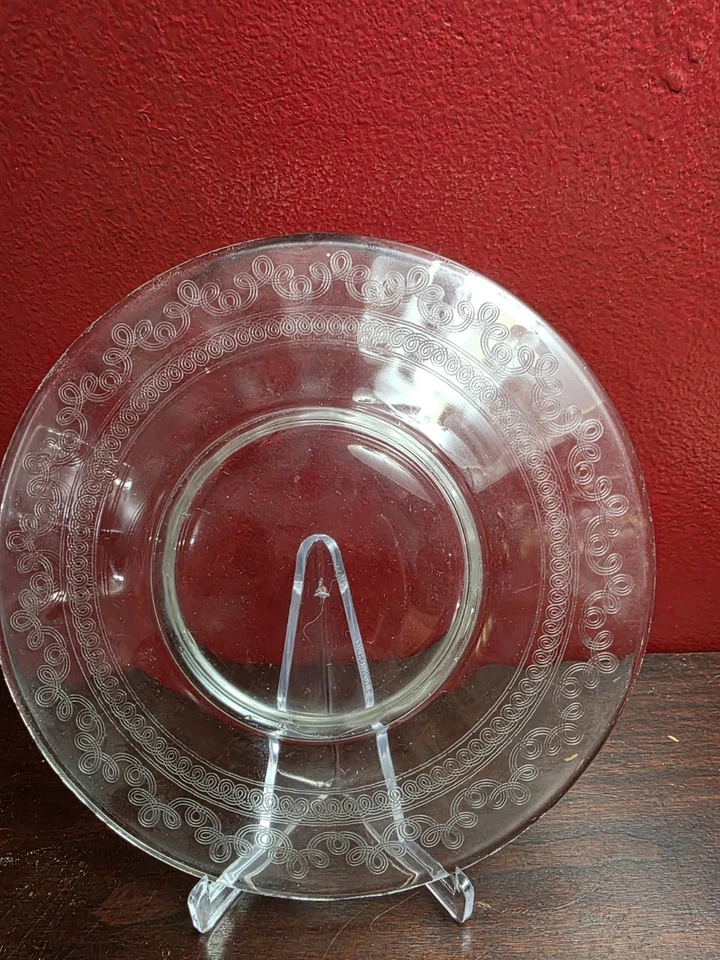 Fostoria Large Cloverleaf #47 Needel Etched 6 ¼” Bread & Butter Plates Set Of 4 - Image 2 of 4