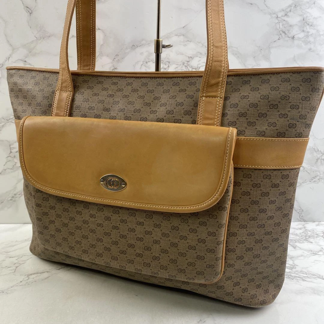 GUCCI Ancien sac semi épaule à changement en cuir véritable Gucci Mini GG #PC21LD
