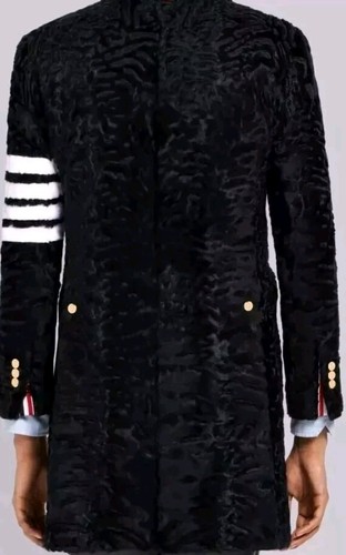 Man's Real Persian Lamb Karakul Fur Jacket White Lines Coat AllSizes Pre Sale - Picture 10 of 13
