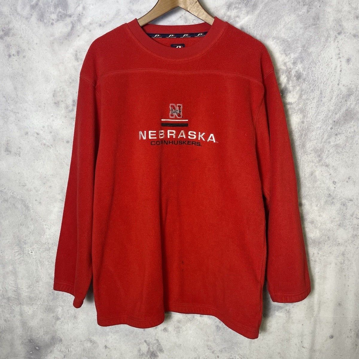 Vintage Nebraska Cornhuskers Sweatshirt Mens Large Red Fleece Pro