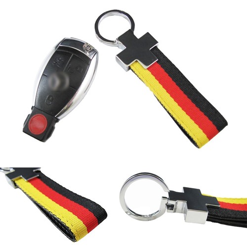 Euro Germany Flag Stripe Nylon Band w/ Leather Inner Car Key Fob ...