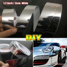 3cm Wide Adhesive Tape Vehicle Glossy Silver Mirror Chrome Vinyl Wrap Sticker VL