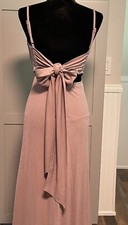 Birdy Grey Benny Crepe Dark Mauve Bridesmaids Dress XS -Ties in Back Lined 1577