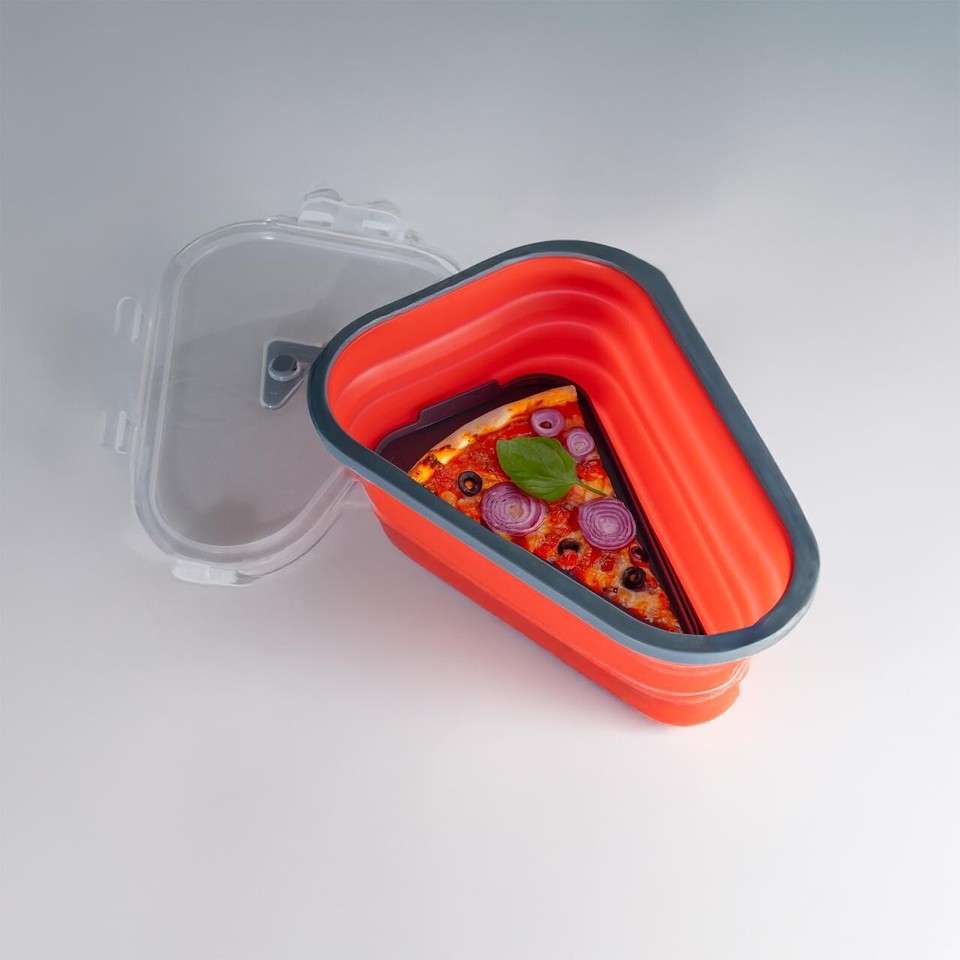 Pizza Slice Storage Containers – 5 Pack | Reusable Silicone, Collapsible, Microwave Safe-608658