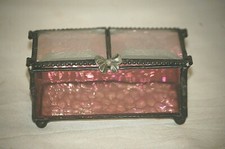 J Devlin Keepsake Trinket Jewelry Box Casket Beveled Glass Hinged Lid Vintage