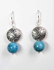 Apatite Blue 10mm Ball Natural Gemstone .925 Sterling Silver Earrings 1 1/2