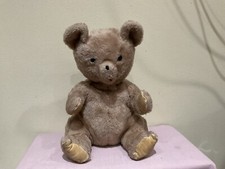 VTG. EDEN TOYS PLUSH WIND UP TAN MUSICAL TEDDY BEAR, 13 IN., ZIPPER BACK, HAITI