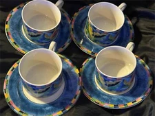 Pts International Fantasia Mosaic Look Cups & Saucers (8PC)