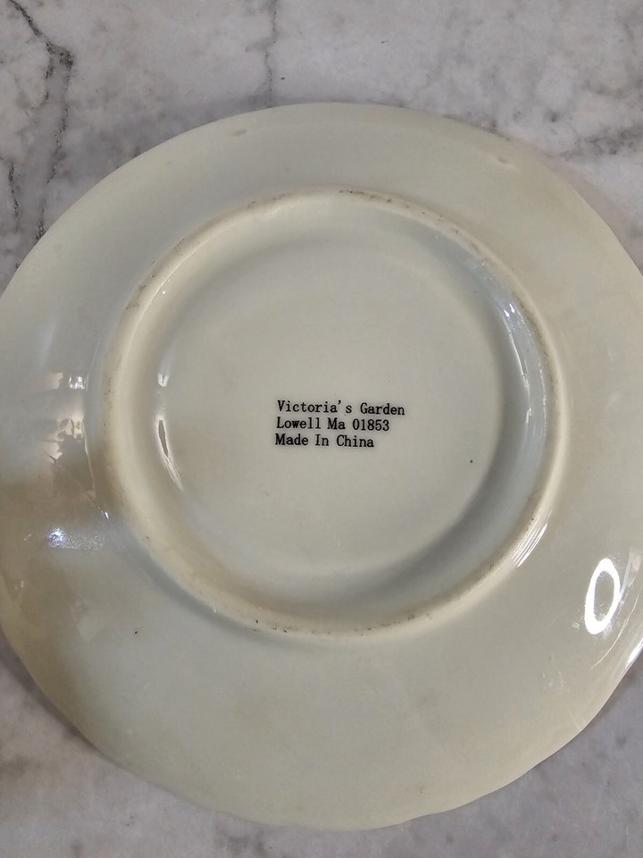 Victoria's Garden Teapot And Saucer Pink Rose Floral Pattern Gold Trim