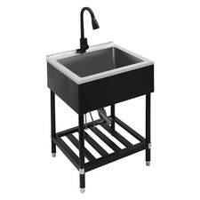 Stainless Steel Freestanding Single Bowl Utility Sink for Garage Laundry Room