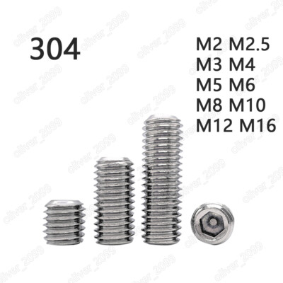 304 Stainless Steel Threaded Stud Tapered Dome Hex Socket Grub Screws DIN913