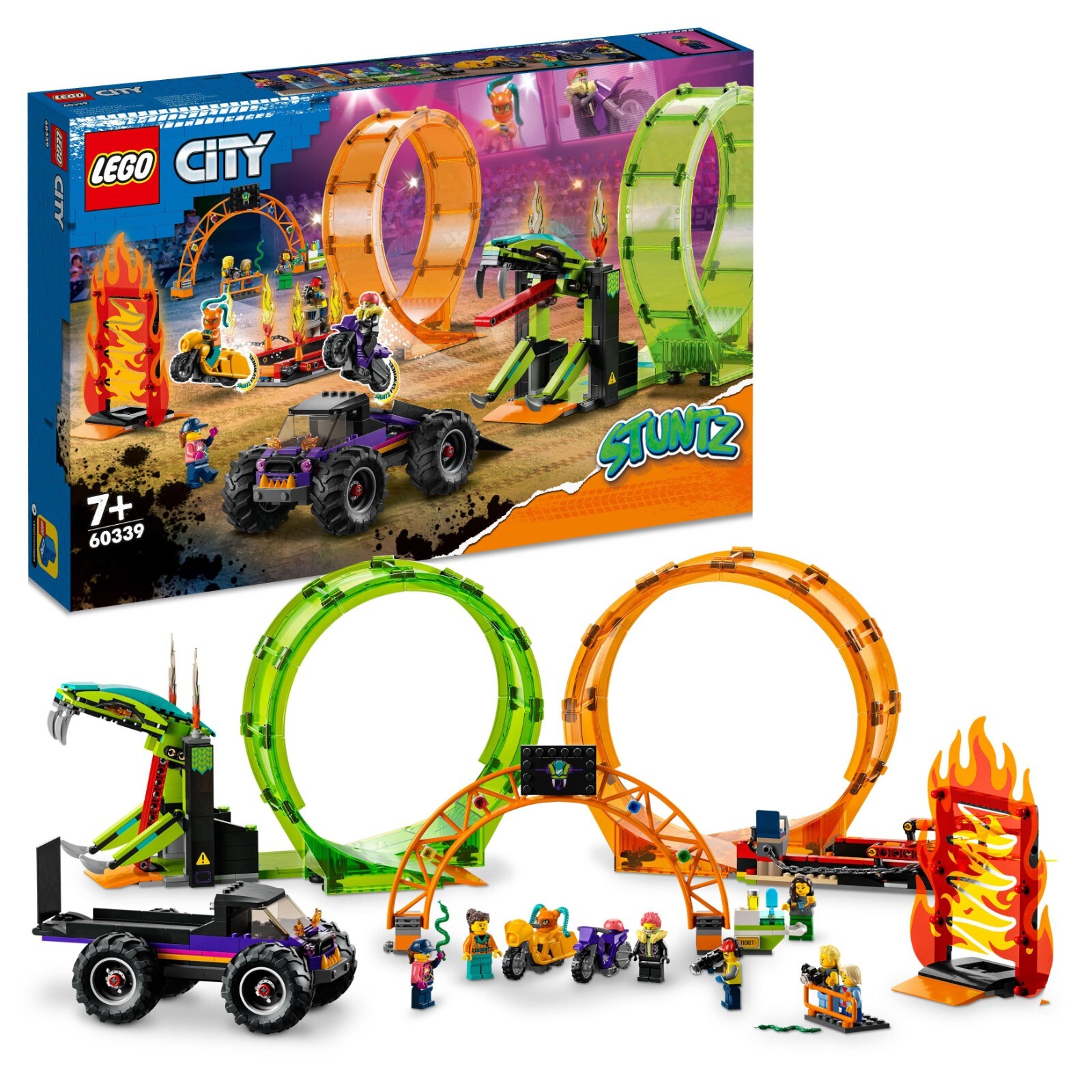 LEGO 60339 City Stuntz Stuntshow-Doppellooping Set, inkl. Rampe, Monstertruck, 2X Motorrad und 7 Minifiguren, Spielzeug für Kinder ab 7 Jahre - Bild 6